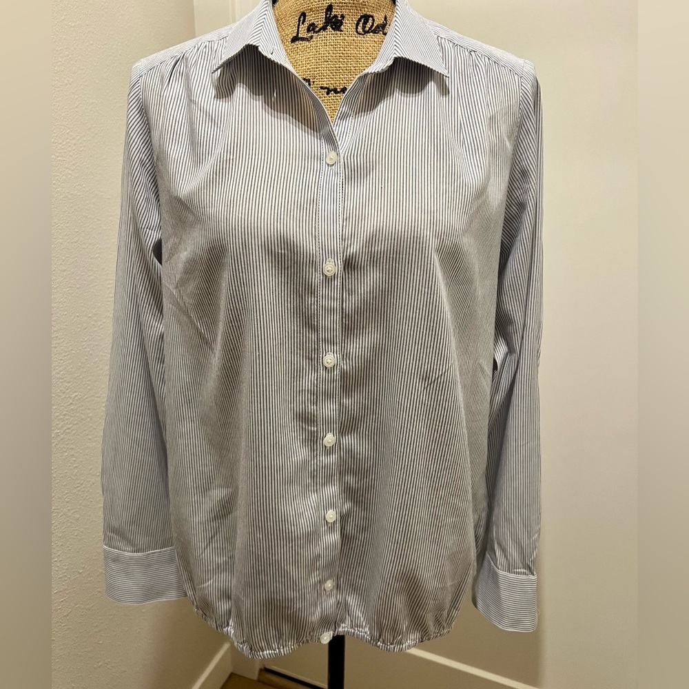 LOFT Navy/White Stripped Blouse